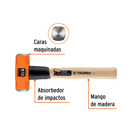 Marro octagonal 2.5 lb, mango de madera 12', Truper | MD-2.5M | 17045