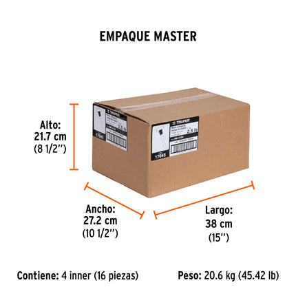 Marro octagonal 2.5 lb, mango de madera 12', Truper | MD-2.5M | 17045