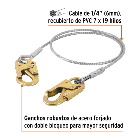 Cable de posicionamiento de acero 1.8 m, ANSI, Truper | CAB-5490-18-A | 17047