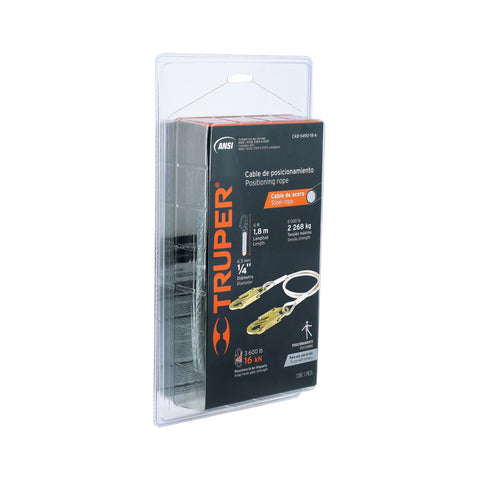 Cable de posicionamiento de acero 1.8 m, ANSI, Truper | CAB-5490-18-A | 17047