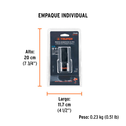 Batería ion litio, 12V, para ROTI-12AC y TALI-12AC | BAT-12AC | 17049