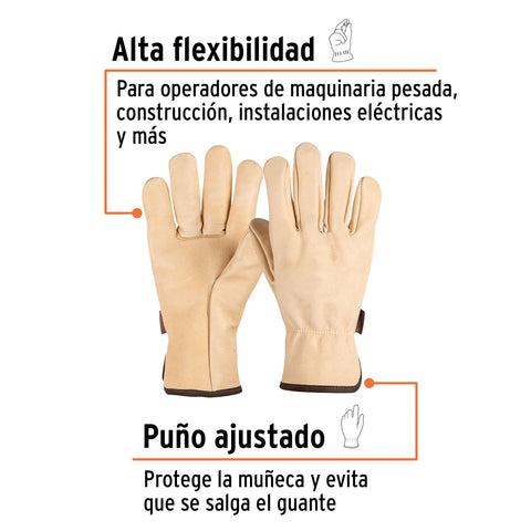 Guantes de piel de res tipo operador, TRUPER | GU-273 | 17053