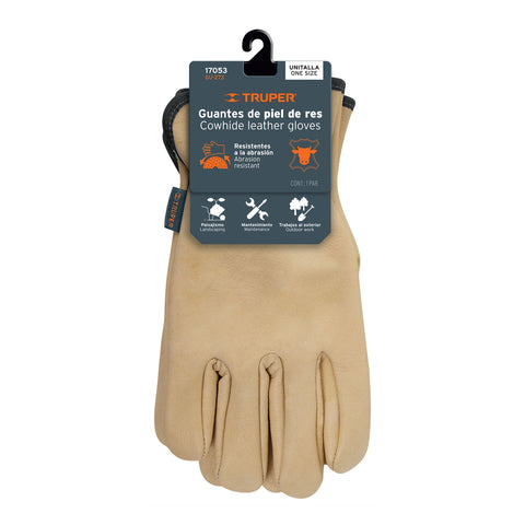 Guantes de piel de res tipo operador, TRUPER | GU-273 | 17053