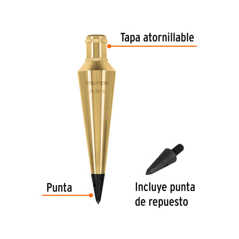 Plomada de latón 8 oz, Truper | PLOM-8 | 17070