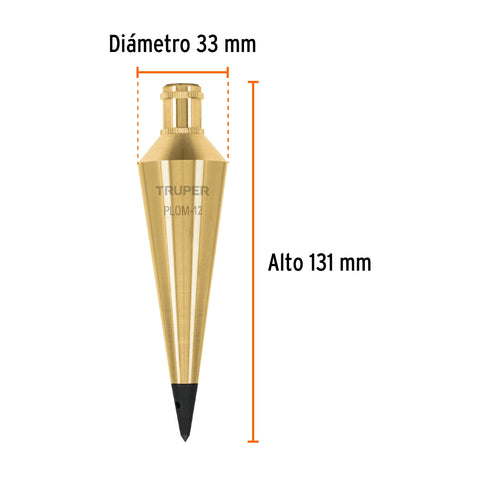Plomada de latón 12 oz, Truper | PLOM-12 | 17071