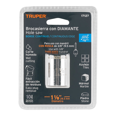 Brocasierra diamante 1-1/8' borde continuo, Truper | COAZ-1-1/8 | 17127