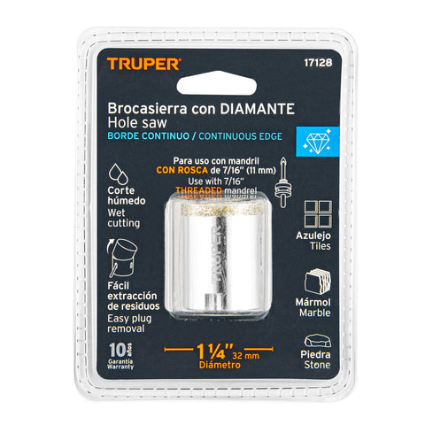 Brocasierra diamante 1-1/4' borde continuo, Truper | COAZ-1-1/4 | 17128
