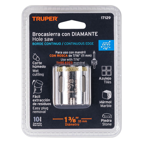Brocasierra diamante 1-3/8' borde continuo, Truper | COAZ-1-3/8 | 17129