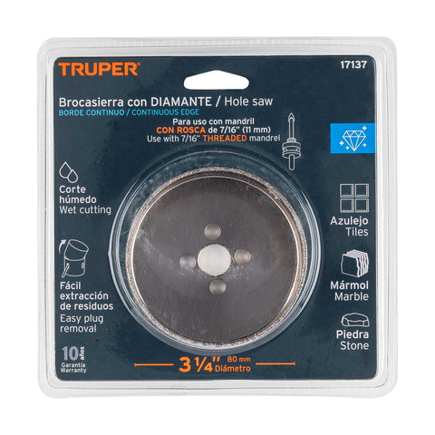 Brocasierra diamante 3-1/4' borde continuo, Truper | COAZ-3-1/4 | 17137