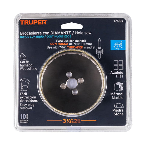 Brocasierra diamante 3-1/2' borde continuo, Truper | COAZ-3-1/2 | 17138