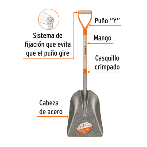 Pala carbonera Classic, puño 'Y', Truper | PCAY | 17158