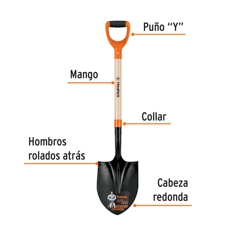Pala redonda T-2000, puño 'Y', Truper | PRY-P | 17160