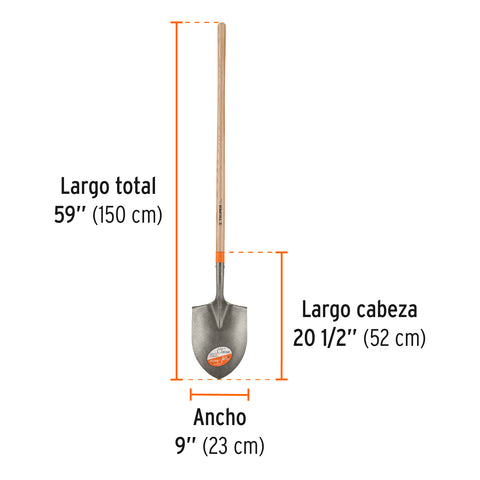Pala irrigación Classic, mango largo 49', Truper | PIR | 17172
