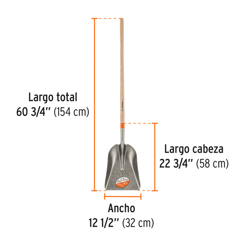 Pala carbonera Classic, mango largo 49', Truper | PCAL | 17174