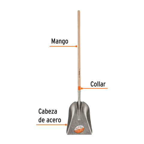Pala carbonera Classic, mango largo 49', Truper | PCAL | 17174