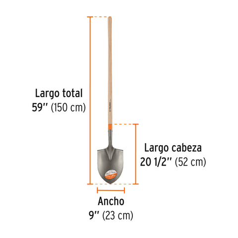 Pala irrigación Classic, cerrada, mango largo 49', Truper | PIR-A | 17186
