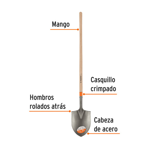 Pala irrigación Classic, cerrada, mango largo 49', Truper | PIR-A | 17186