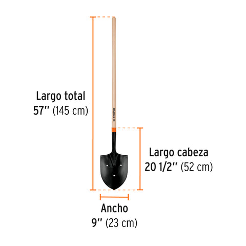 Pala irrigación T-2000 3 perforaciones mango largo 45' | PIR-3P | 17187