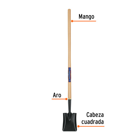 Pala cuadrada Classic Gardener, mango 45', Truper | PCL-CG | 17205