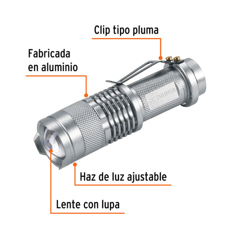 Linterna de aluminio 1 LED de 40 lm con 1 pila AA, Truper | LINA-1AA | 17256