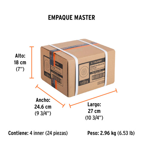 Respaldo para discos de lija 4-1/2', eje 5/8, TRUPER | RES-DILI-4-1/2P | 17273