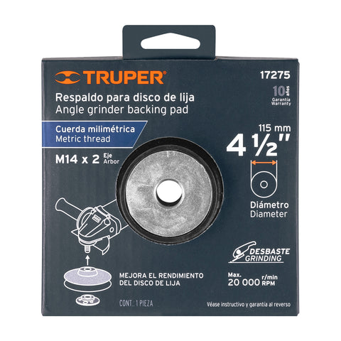 Respaldo para discos de lija 4-1/2', eje M14, TRUPER | RES-DILI-4-1/2M | 17275