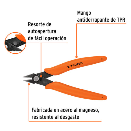 Pinza 5' de corte para electrónica, Truper | T275-5 | 17314