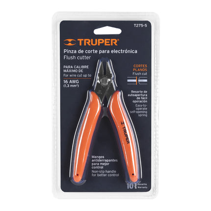 Pinza 5' de corte para electrónica, Truper | T275-5 | 17314