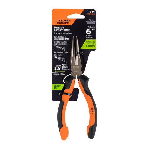 Pinza punta y corte 6' mango Comfort Grip, Truper Expert | T203-6X | 17334