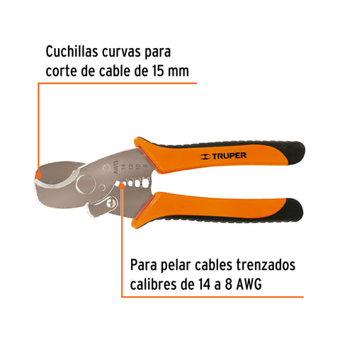 Pinza profesional 7' pela cables y corta cables, 14 a 8 AWG | PE-CA-7X | 17378