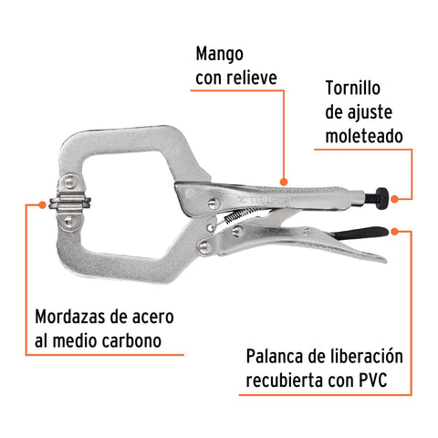 Pinza de presión 6' tipo 'C' con mordaza autoajustable | PPC-6R | 17413
