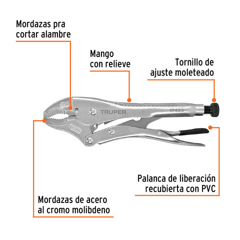 Pinza de presión 10' mordaza curva, Truper | PPT-10C | 17423