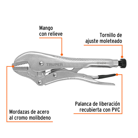 Pinza de presión 10' mordaza recta, Truper | PPT-10R | 17424