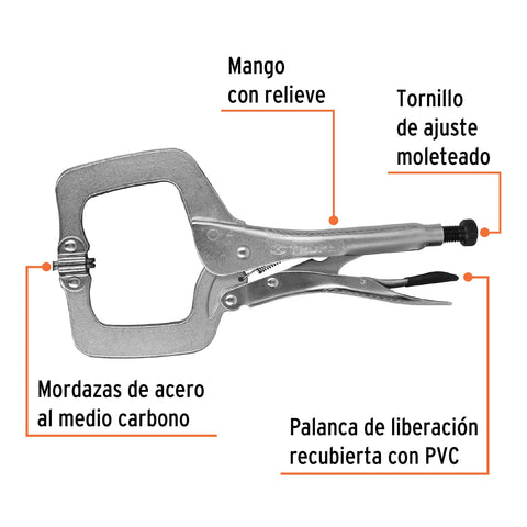 Pinza de presión 11' tipo 'C' con mordaza autoajustable | PPC-11R | 17427