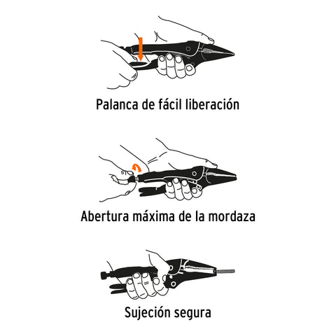 Pinza de presión 6', punta larga, Truper | PPT-6PL | 17432