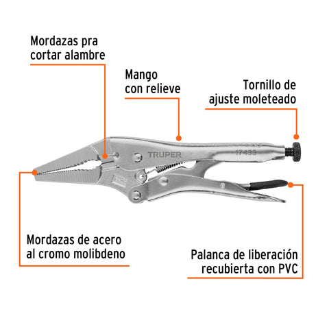 Pinza de presión 9', punta larga, Truper | PPT-9PL | 17433