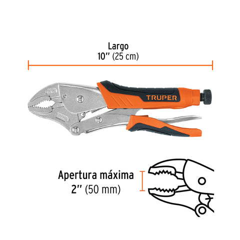 Pinza de presión 10' mordaza curva mango de vinil, Truper | PPT-10CX | 17436