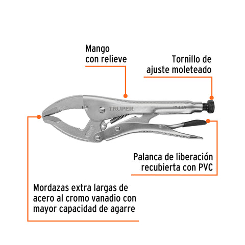 Pinza de presión 10' apertura amplia, Truper | PPT-10A | 17448