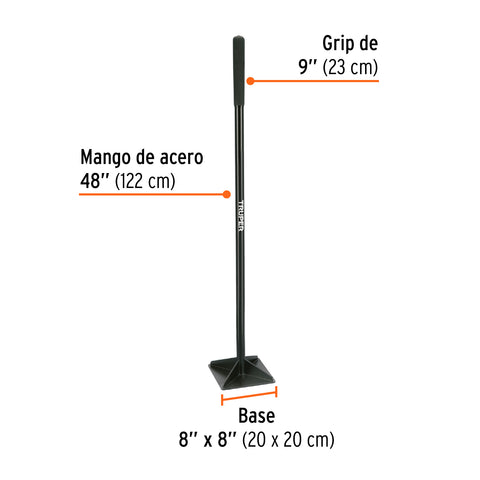Pisón 8' x 8' con mango de acero de 48', Truper | KR-1L | 17472