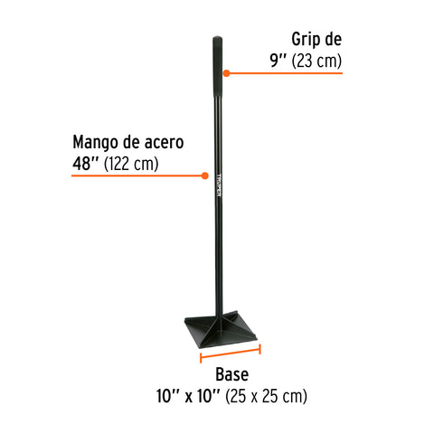 Pisón 10' x 10' con mango de acero de 48', Truper | KR-2L | 17473