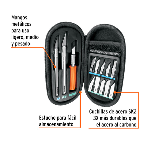 Juego de exactos profesional con 13 cuchillas,estuche,TRUPER | EXA-11 | 17512