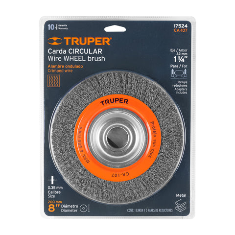 Carda alambre ondulado 8' x 3/4' para esmeril, Truper | CA-107 | 17524