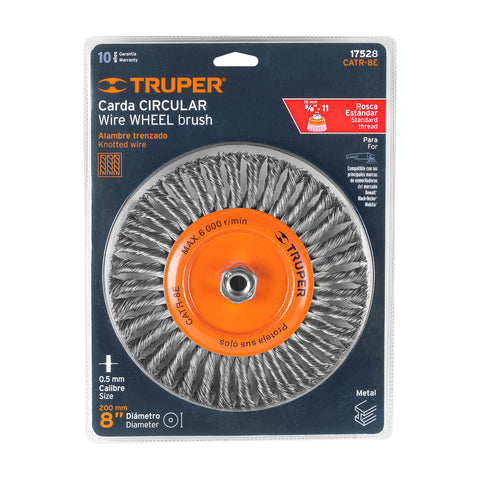 Carda circular 8' alambre trenzado, eje 5/8'-11, Truper | CATR-8E | 17528