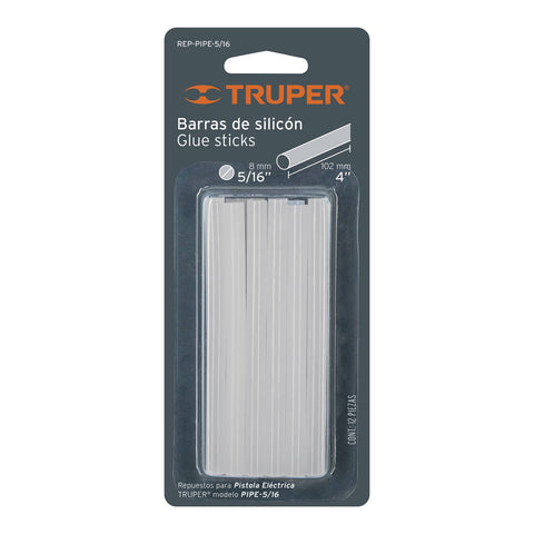 Blíster con 12 barras de silicón de repuesto para PIPE-5/16 | REP-PIPE-5/16 | 17537