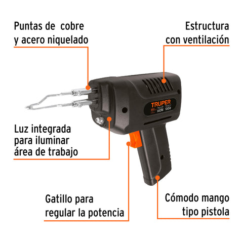 Cautín 140 W tipo pistola con 2 temperaturas, Truper | CAU-140 | 17548