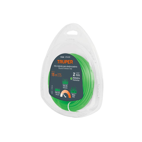 Hilo redondo, para desbrozadora, 2mm x 15m, blíster TRUPER | HTA-80 | 17606