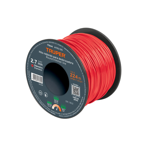 Hilo redondo, para desbrozadora, 2.7mm x 224m,carrete,TRUPER | HTR3-105 | 17644