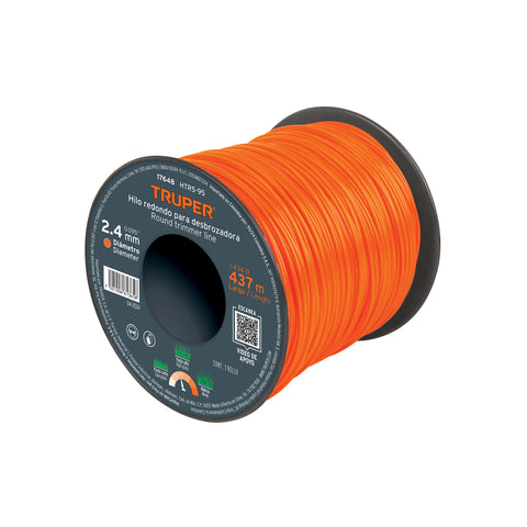 Hilo redondo, para desbrozadora, 2.4mm x 437m,carrete,TRUPER | HTR5-95 | 17648