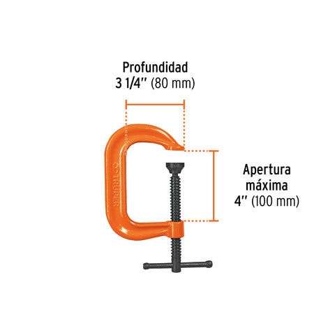 Prensa 4' forjada en acero, uso industrial, Truper | PTF-4 | 17655