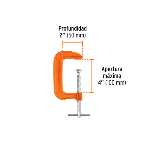 Prensa 4' de hierro dúctil para carpintería, Truper | PNT-4 | 17661